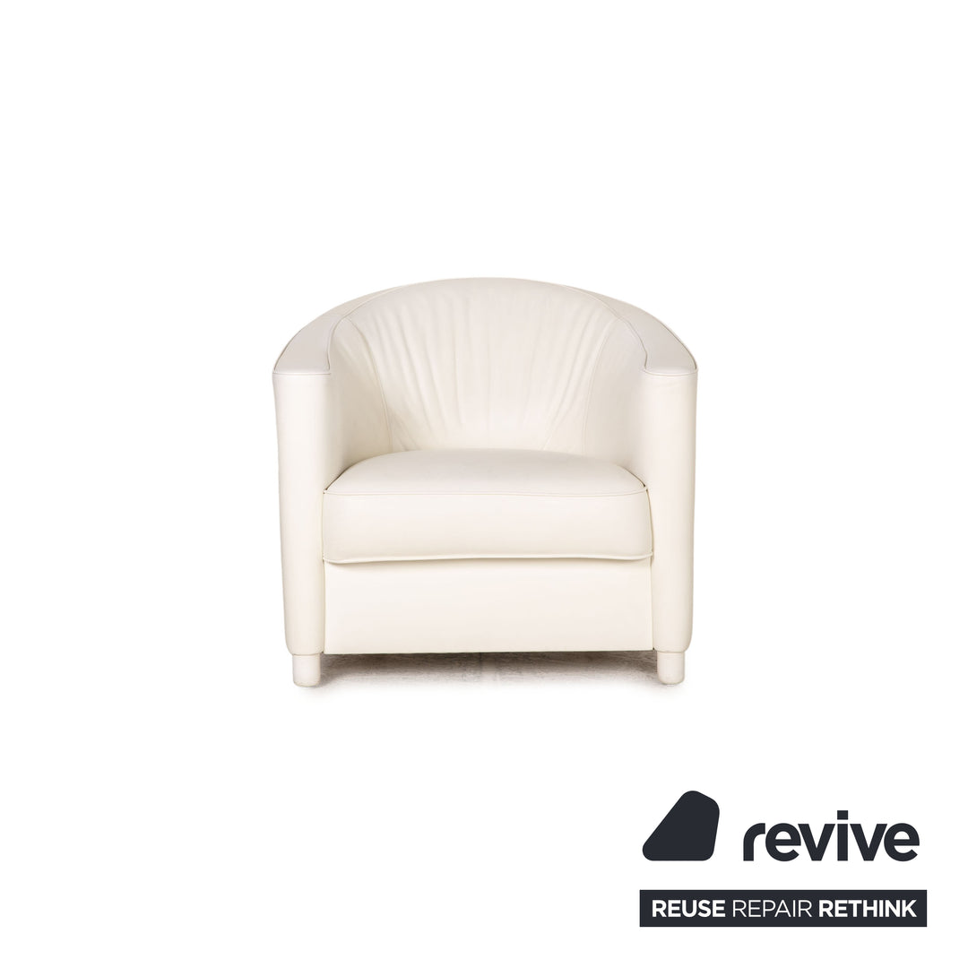 Walter Knoll Club Grande Leder Sofa Garnitur Weiß Dreisitzer Sessel
