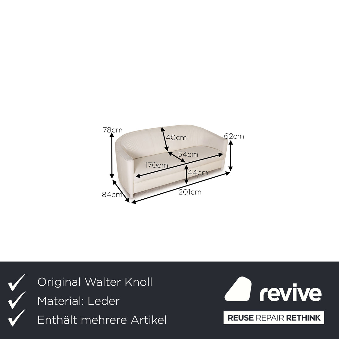 Walter Knoll Club Grande Leder Sofa Garnitur Weiß Dreisitzer Sessel