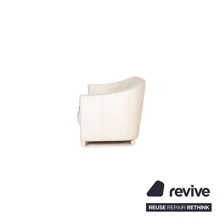 Walter Knoll Club Grande Leder Sofa Garnitur Weiß Dreisitzer Sessel