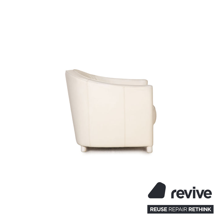 Walter Knoll Club Grande Leder Sofa Garnitur Weiß Dreisitzer Sessel
