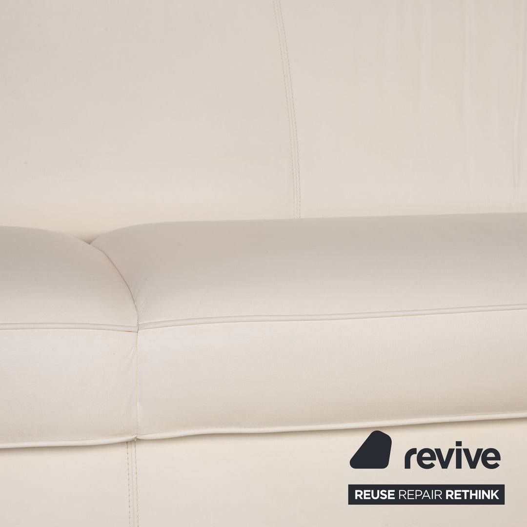 Walter Knoll Club Grande Leder Sofa Garnitur Weiß Dreisitzer Sessel