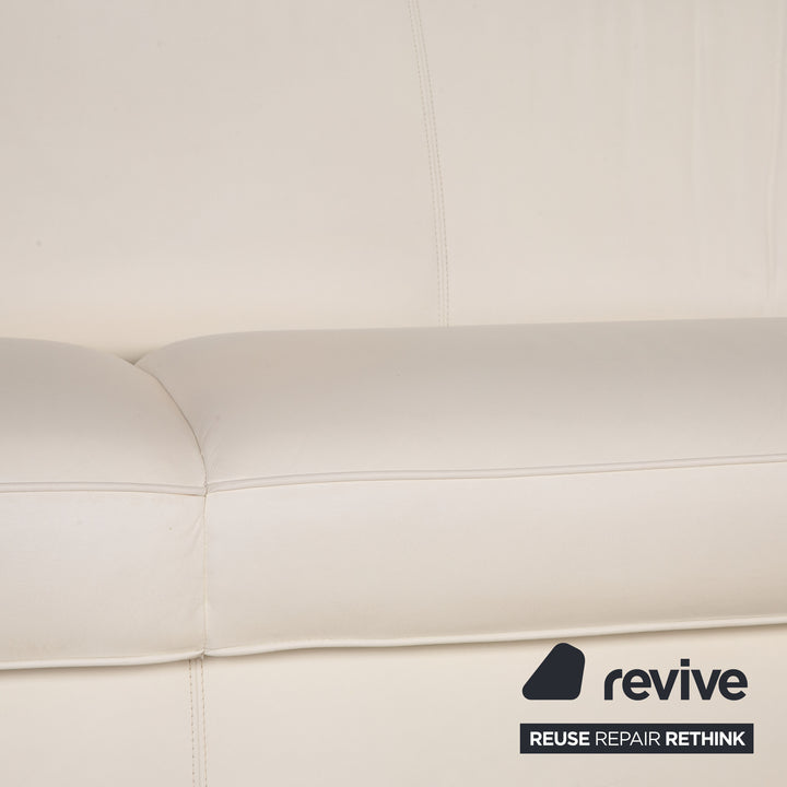 Walter Knoll Club Grande Leder Sofa Garnitur Weiß Dreisitzer Sessel