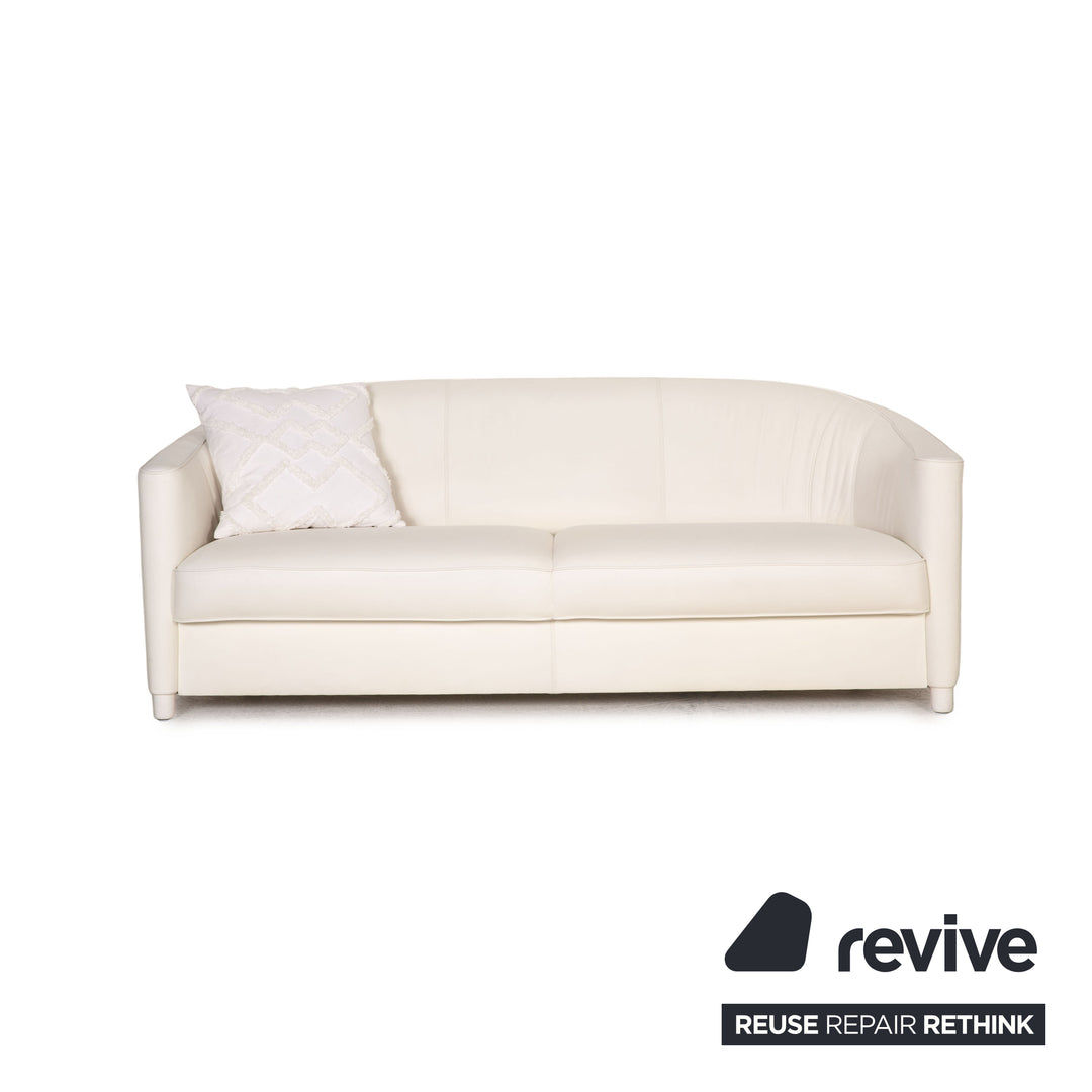 Walter Knoll Club Grande Leder Sofa Garnitur Weiß Dreisitzer Sessel