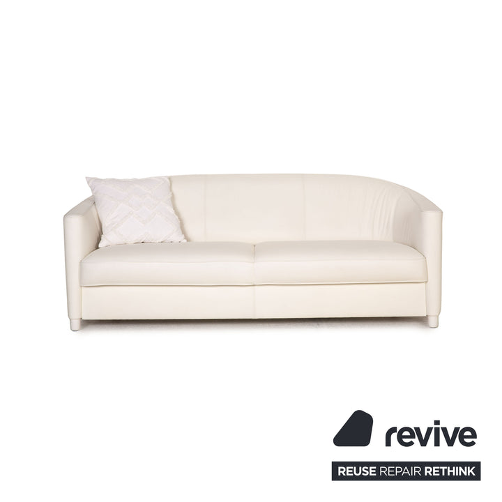 Walter Knoll Club Grande Leder Sofa Garnitur Weiß Dreisitzer Sessel