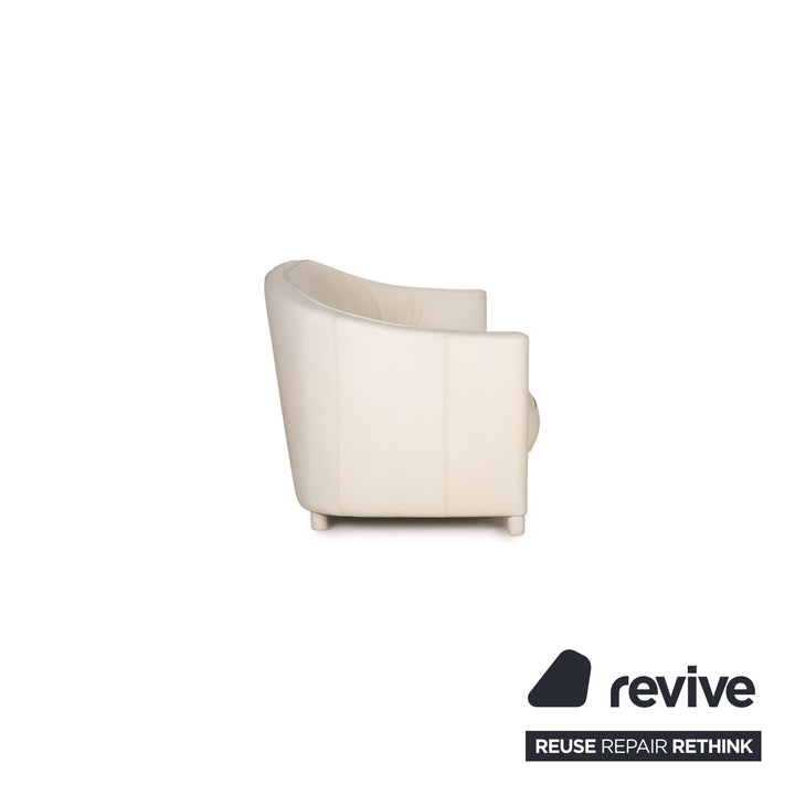 Walter Knoll Club Grande Leder Sofa Garnitur Weiß Dreisitzer Sessel