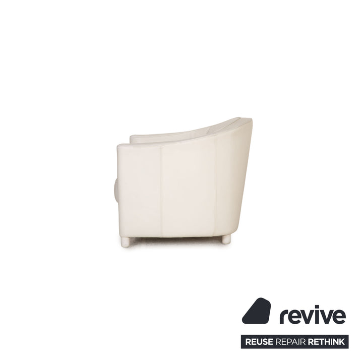 Walter Knoll Club Grande Leder Sofa Garnitur Weiß Dreisitzer Sessel