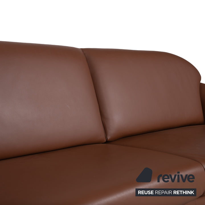 Canapé trois places en cuir Walter Knoll, marron