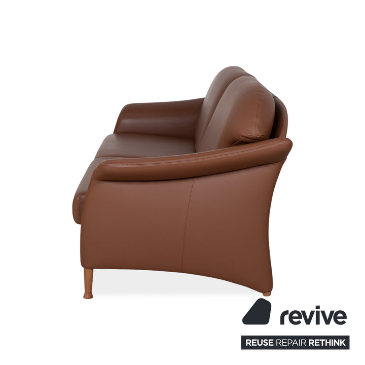 Canapé trois places en cuir Walter Knoll, marron