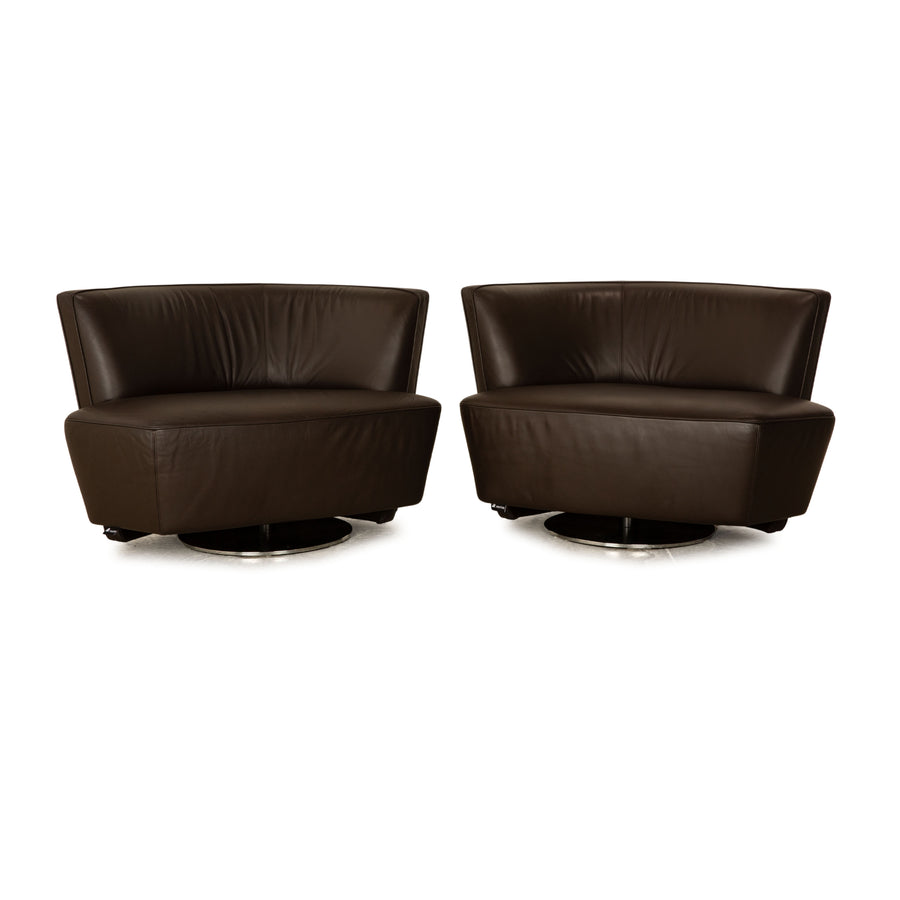 Walter Knoll Drift leather armchair set brown manual function