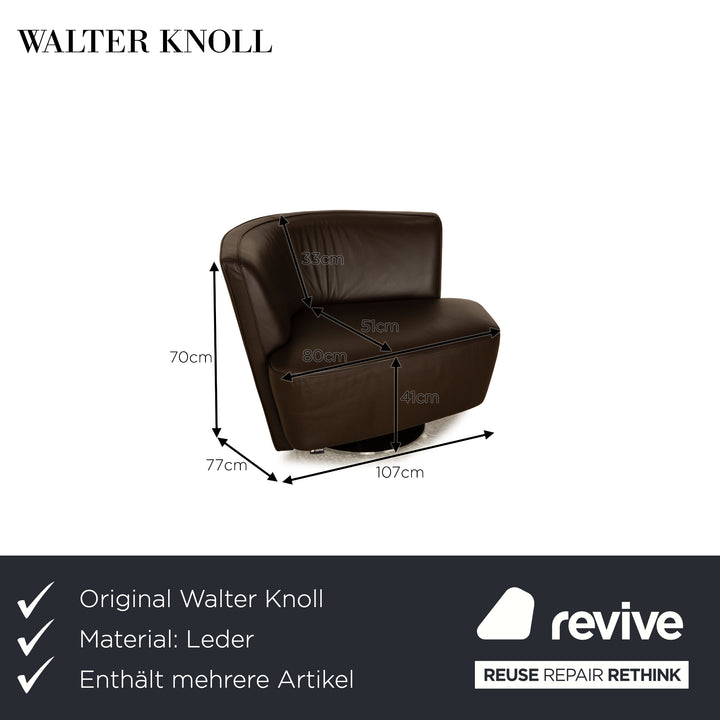 Walter Knoll Drift leather armchair set brown manual function