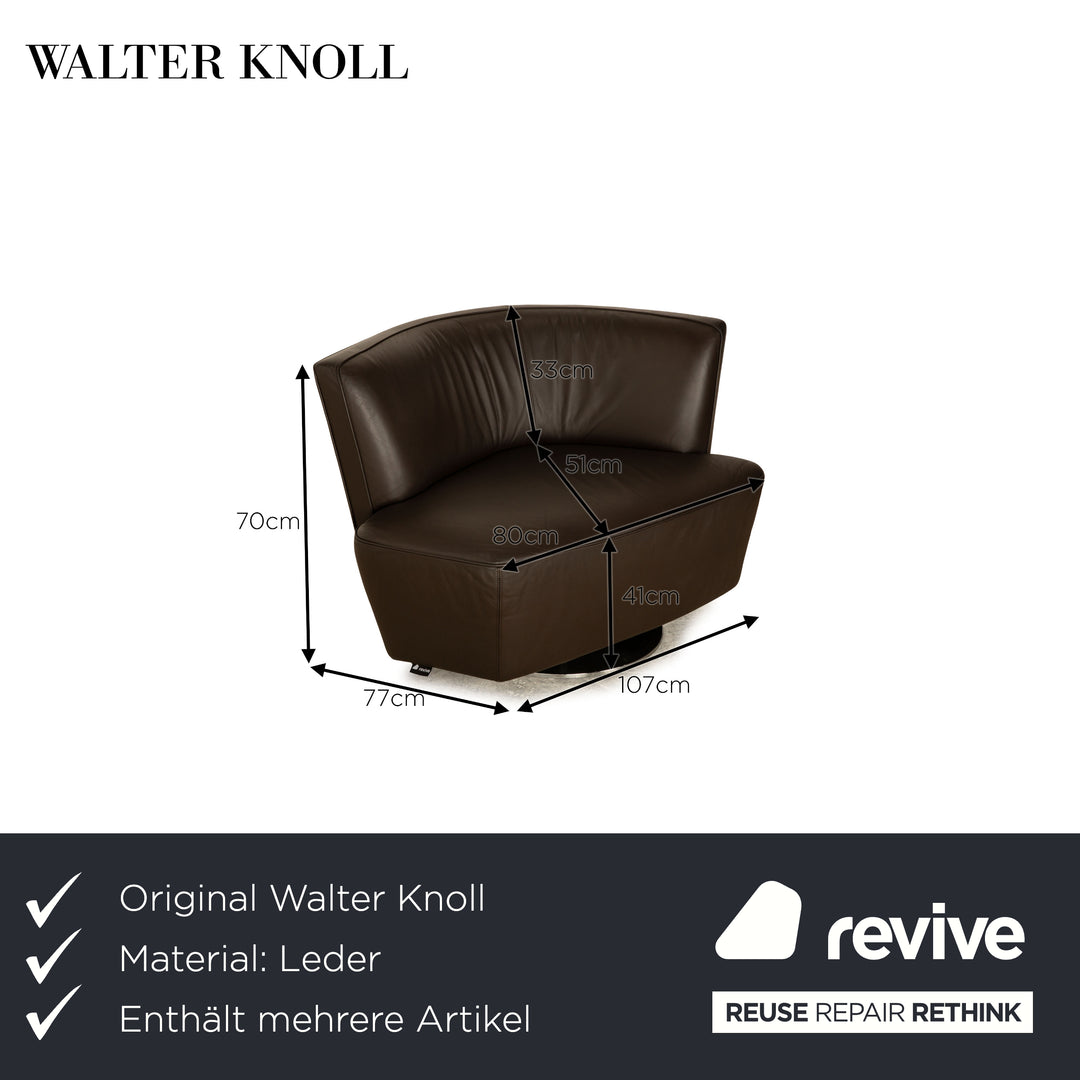 Walter Knoll Drift leather armchair set brown manual function