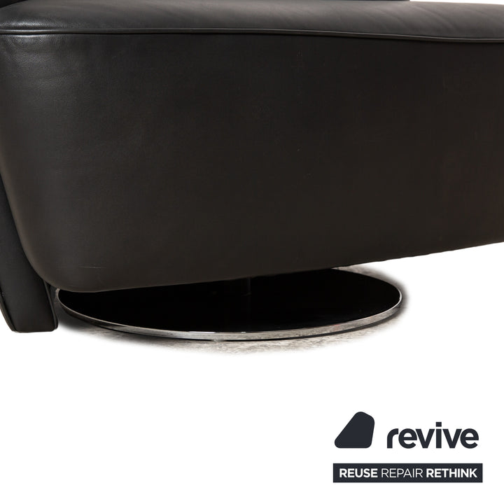 Walter Knoll Drift ensemble de fauteuils en cuir noir fonction pivotante manuelle 2x fauteuils