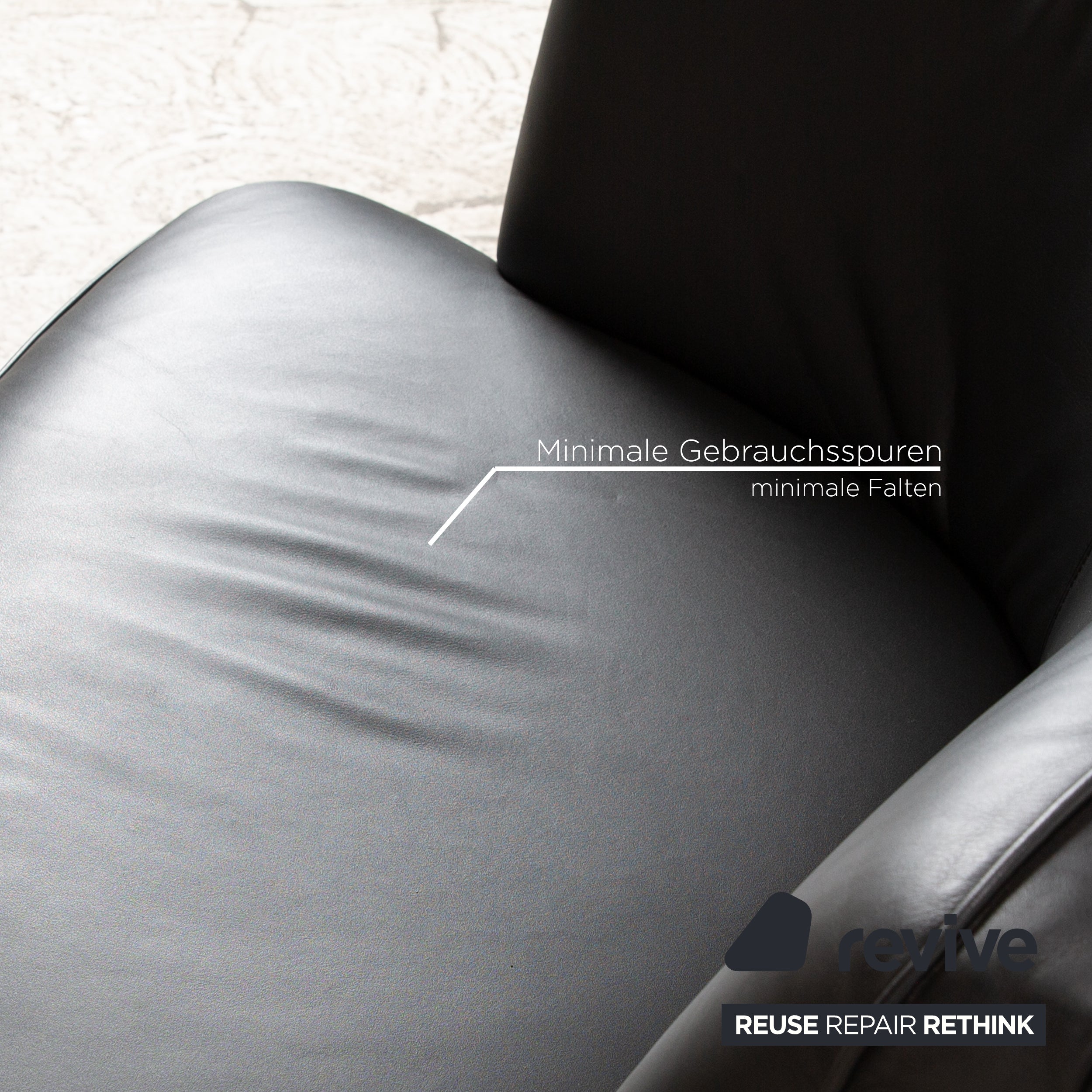 Walter Knoll Drift Leder Sessel Garnitur Schwarz manuelle Drehfunktion 2x Sessel