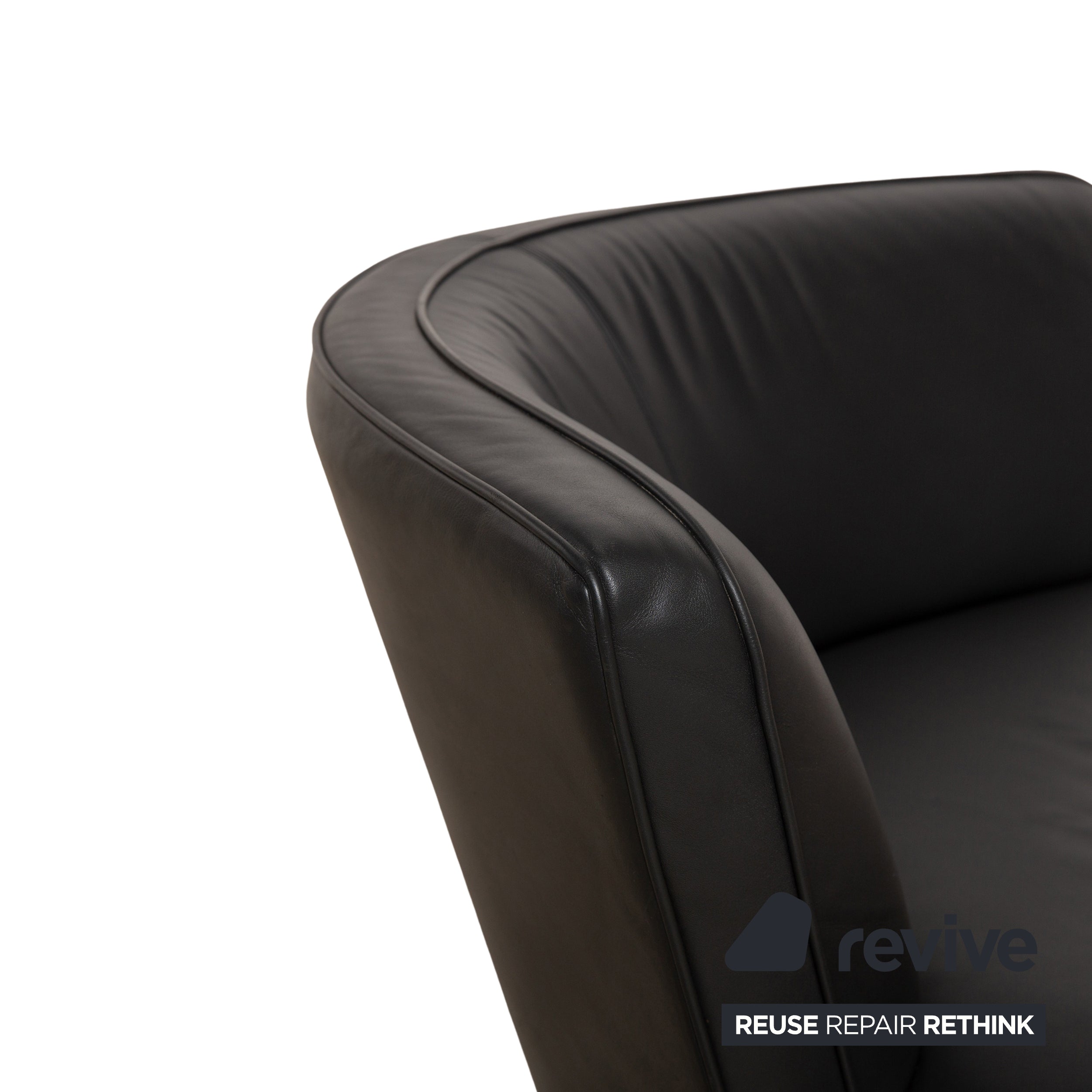 Walter Knoll Drift Leather Armchair Black Manual Swivel Function