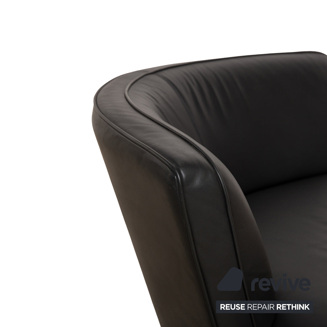 Walter Knoll Drift Leather Armchair Black Manual Swivel Function