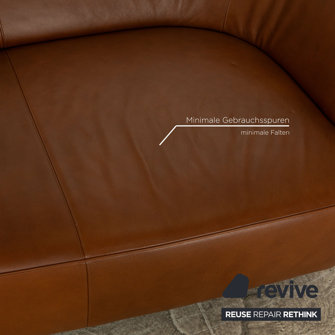 Walter Knoll Drift Leather Two Seater Brown Sofa Couch