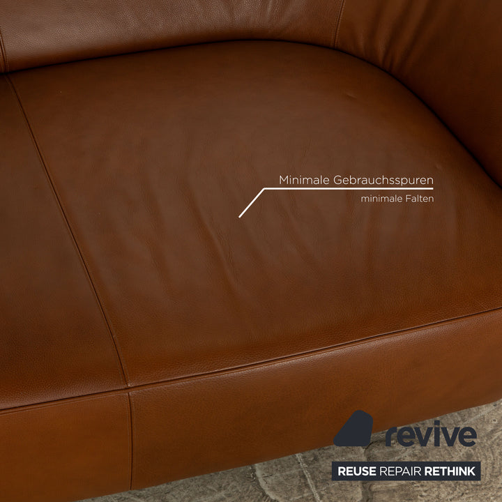 Walter Knoll Drift Leather Two Seater Brown Sofa Couch