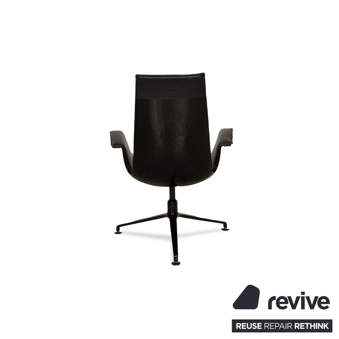 Walter Knoll FK Black Leather 2x Armchairs Black manual function