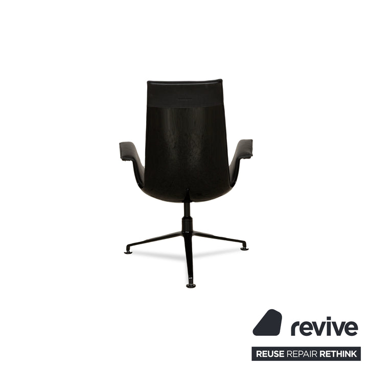 Walter Knoll FK Black Leather 2x Armchairs Black manual function