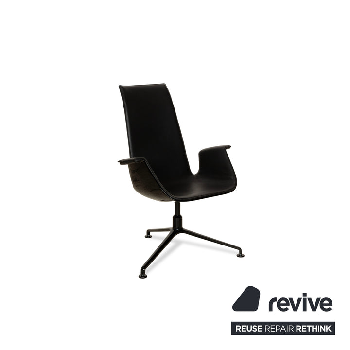 Walter Knoll FK Black Leather 2x Armchairs Black manual function