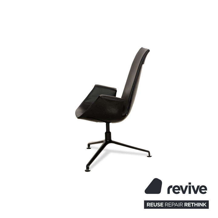 Walter Knoll FK Black Leather 2x Armchairs Black manual function