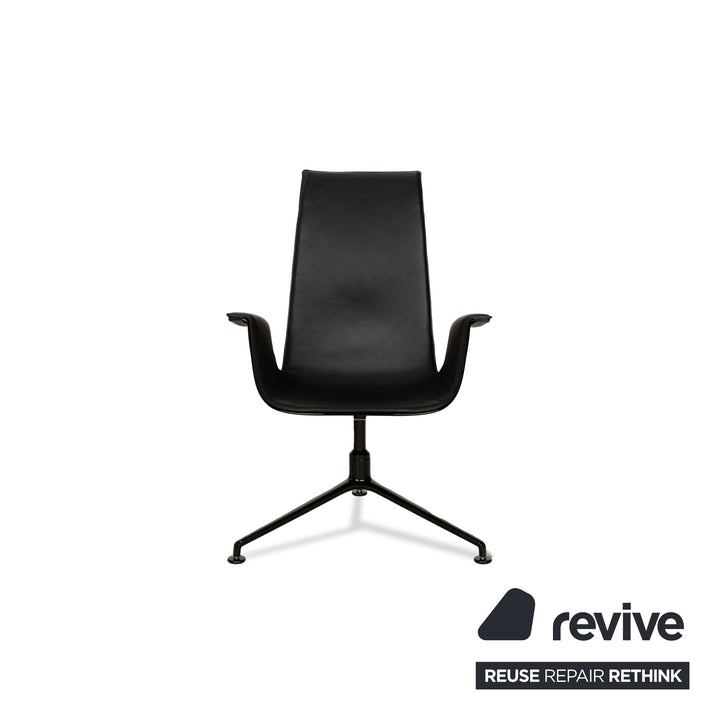 Walter Knoll FK Black Leather 2x Armchairs Black manual function