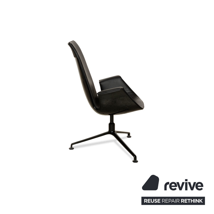 Walter Knoll FK Black Leather 2x Armchairs Black manual function