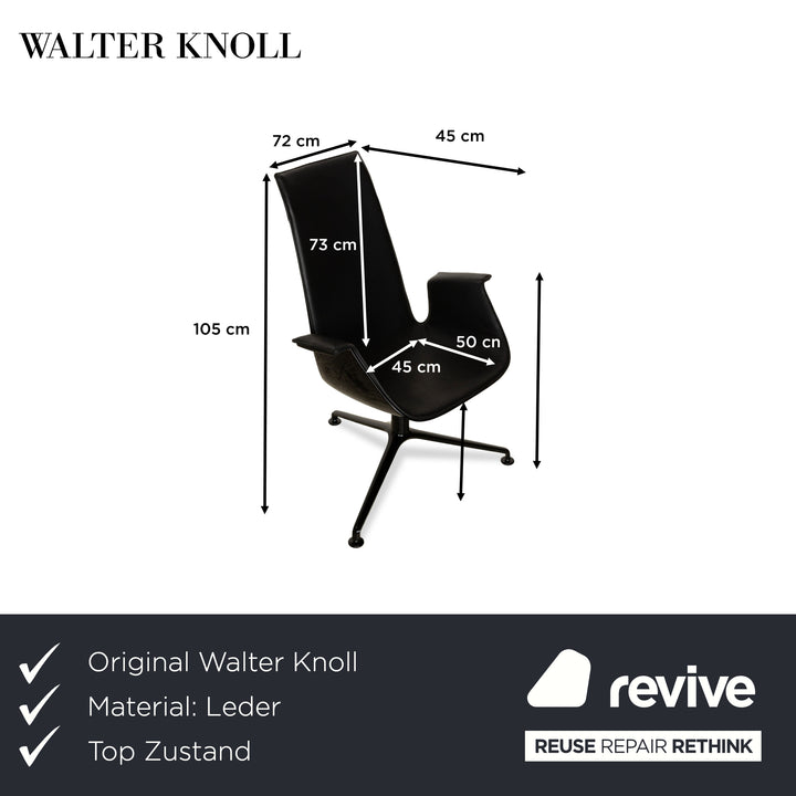 Walter Knoll FK Black Leather Armchair Black manual function