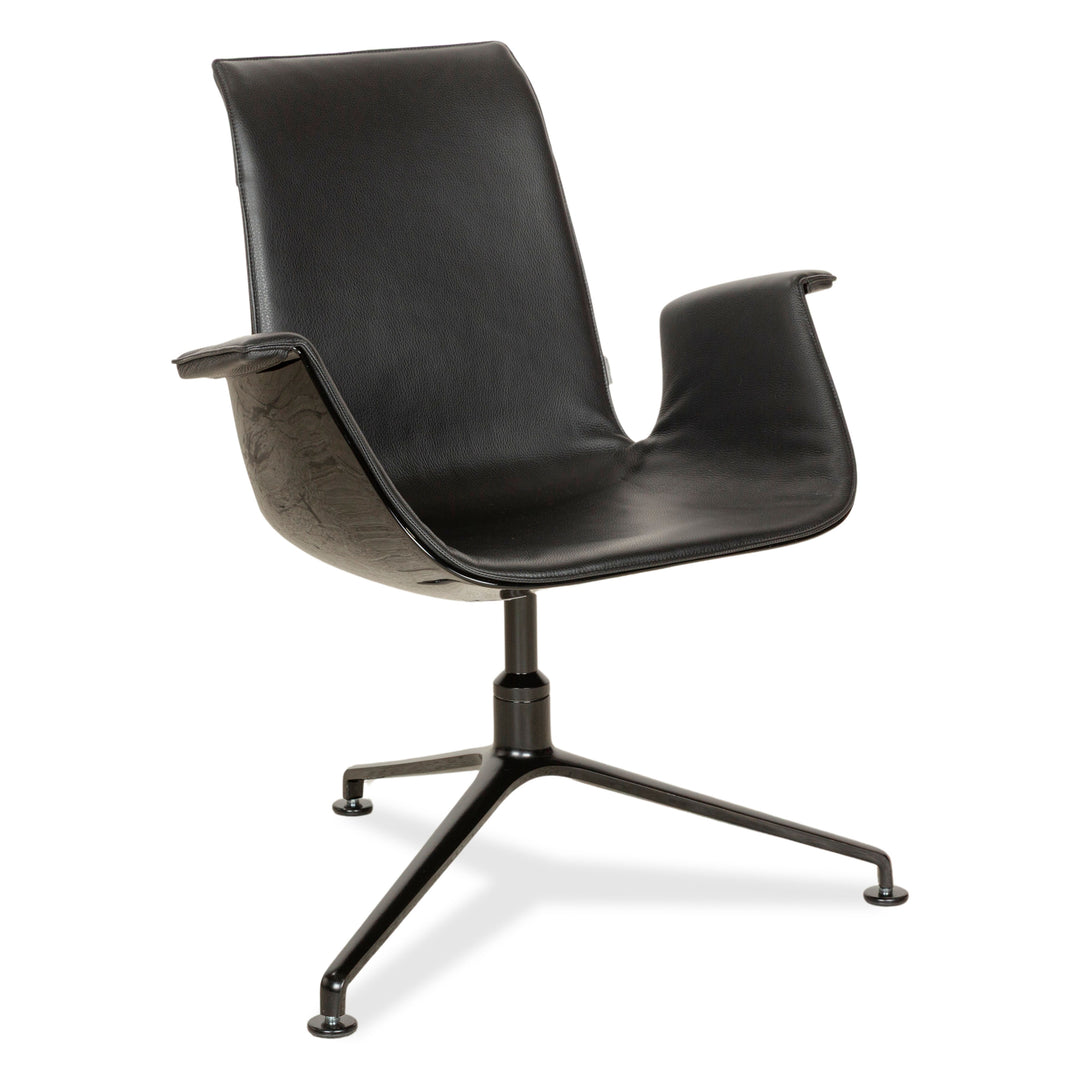 Walter Knoll FK Black Leather Armchair Black Shell Chair Swivel Function