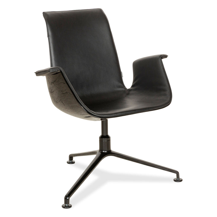 Walter Knoll FK Black Leather Armchair Black Shell Chair Swivel Function