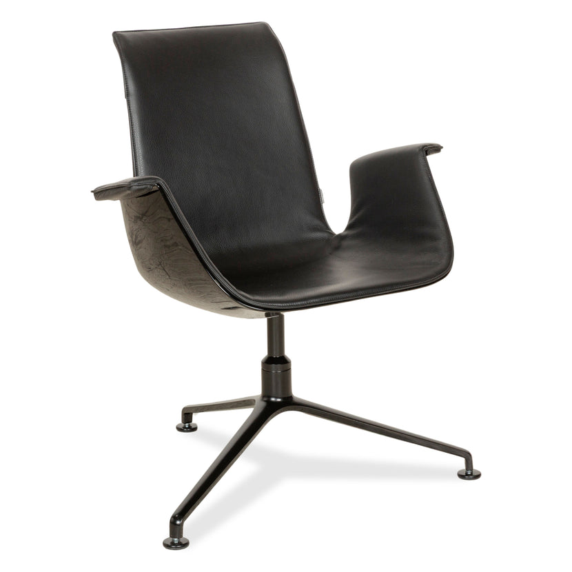 Walter Knoll FK Black Leder Sessel Schwarz Schalensessel Drehfunktion