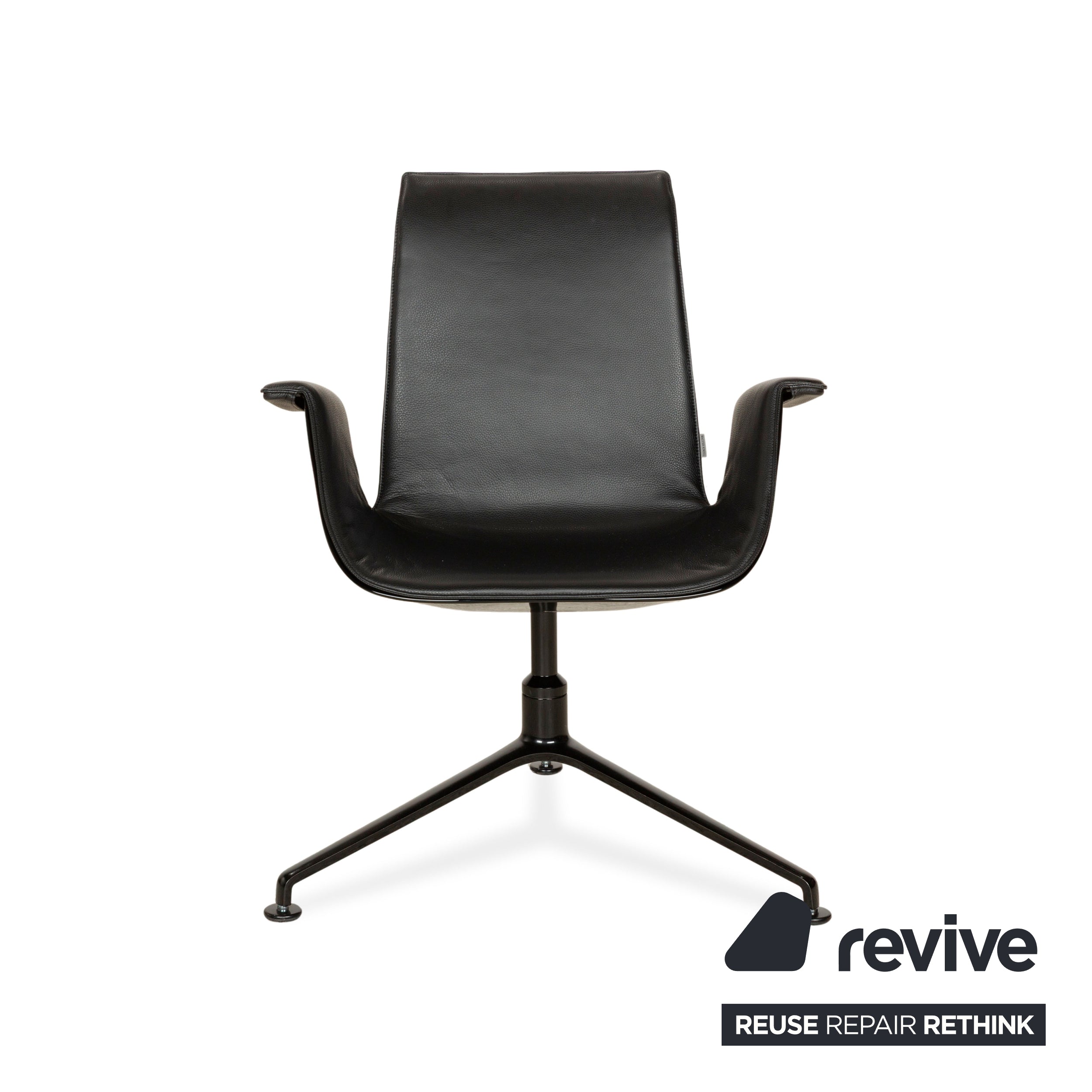 Walter Knoll FK Black Leder Sessel Schwarz Schalensessel Drehfunktion