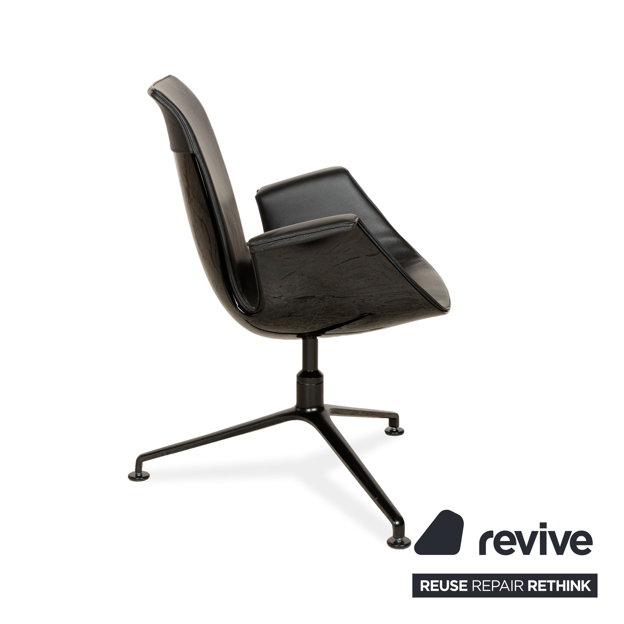 Walter Knoll FK Black Leder Sessel Schwarz Schalensessel Drehfunktion