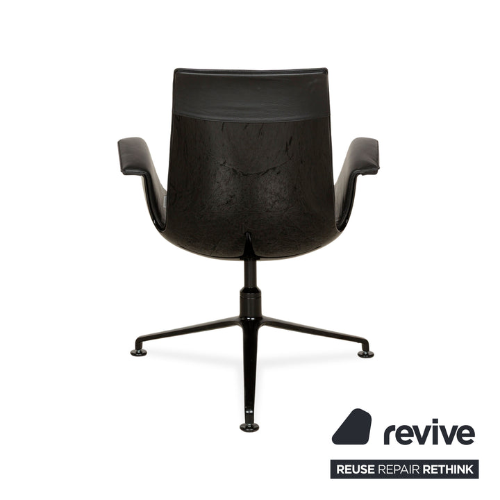 Walter Knoll FK Black Leather Armchair Black Shell Chair Swivel Function