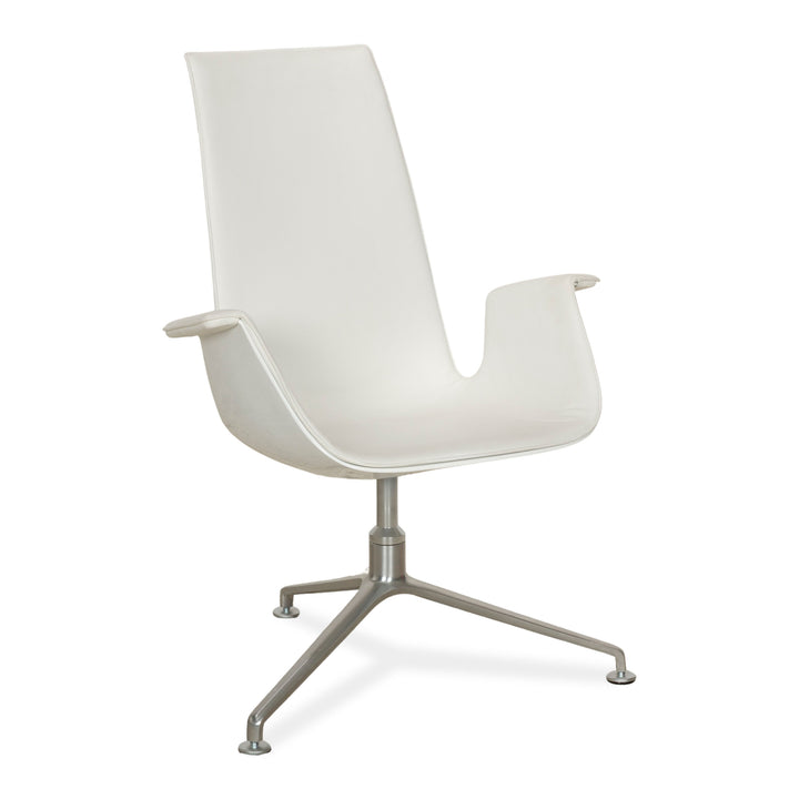 Walter Knoll FK White Leder Sessel Weiß Schalensessel Drehfunktion