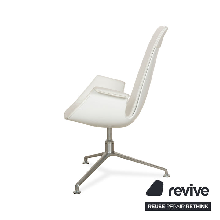 Walter Knoll FK White Leather Armchair White Shell Chair Swivel Function