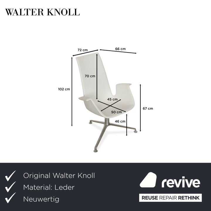 Walter Knoll FK White Leather Armchair White Shell Chair Swivel Function