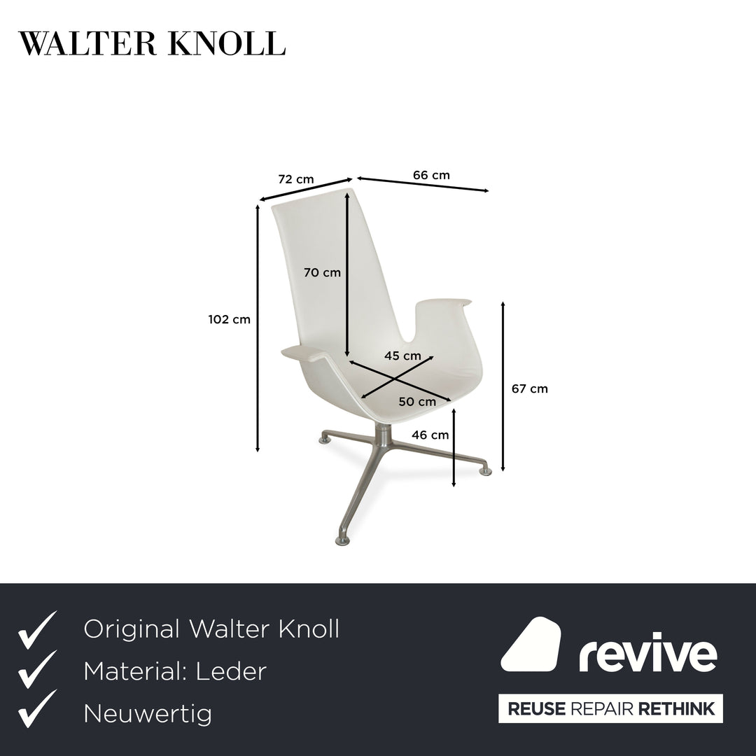 Walter Knoll FK White Leder Sessel Weiß Schalensessel Drehfunktion