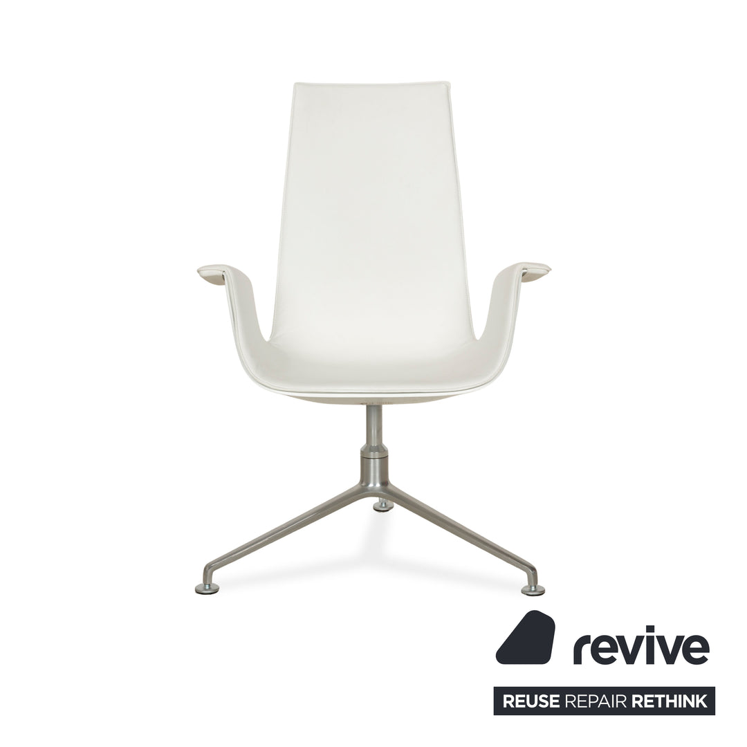 Walter Knoll FK White Leder Sessel Weiß Schalensessel Drehfunktion