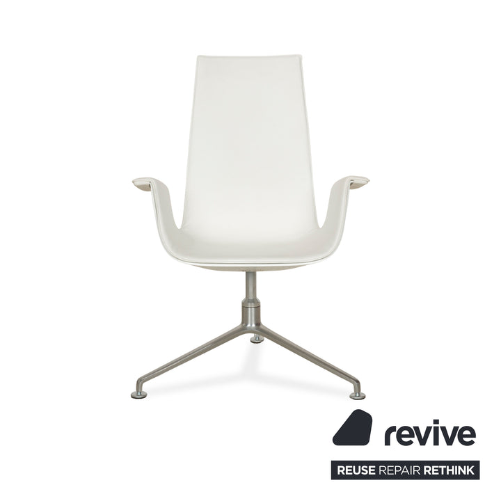 Walter Knoll FK White Leder Sessel Weiß Schalensessel Drehfunktion