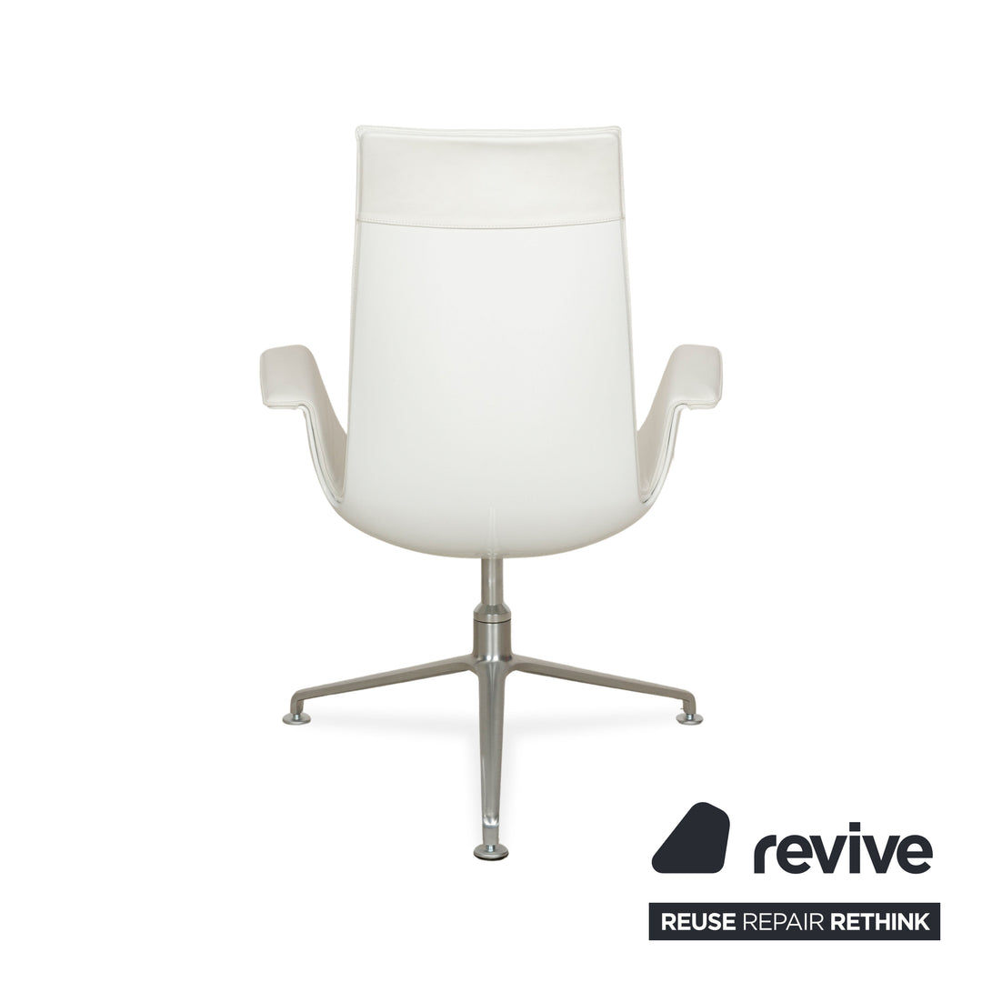 Walter Knoll FK White Leder Sessel Weiß Schalensessel Drehfunktion