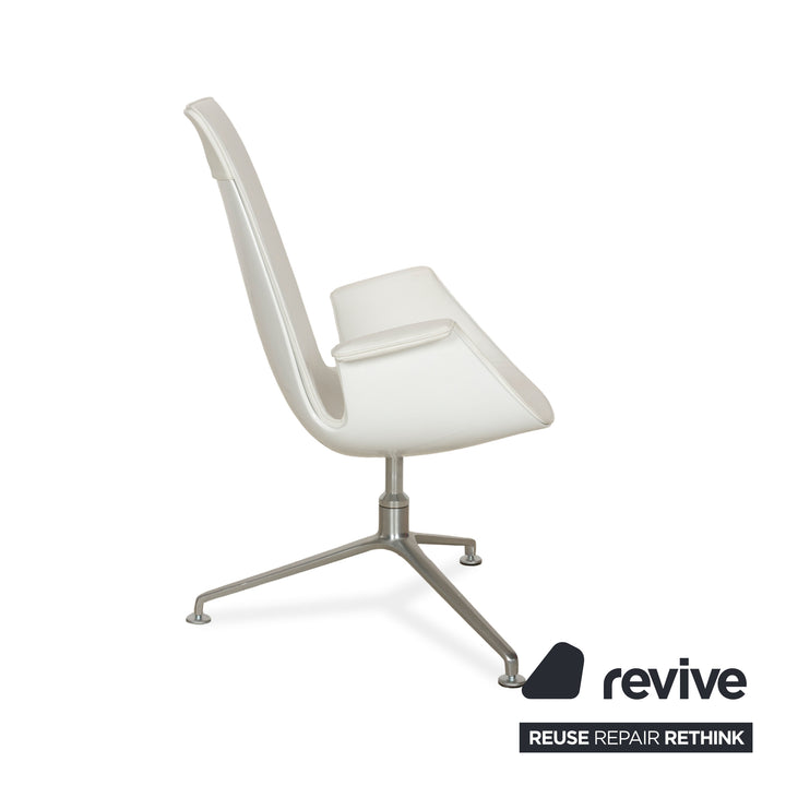 Walter Knoll FK White Leder Sessel Weiß Schalensessel Drehfunktion