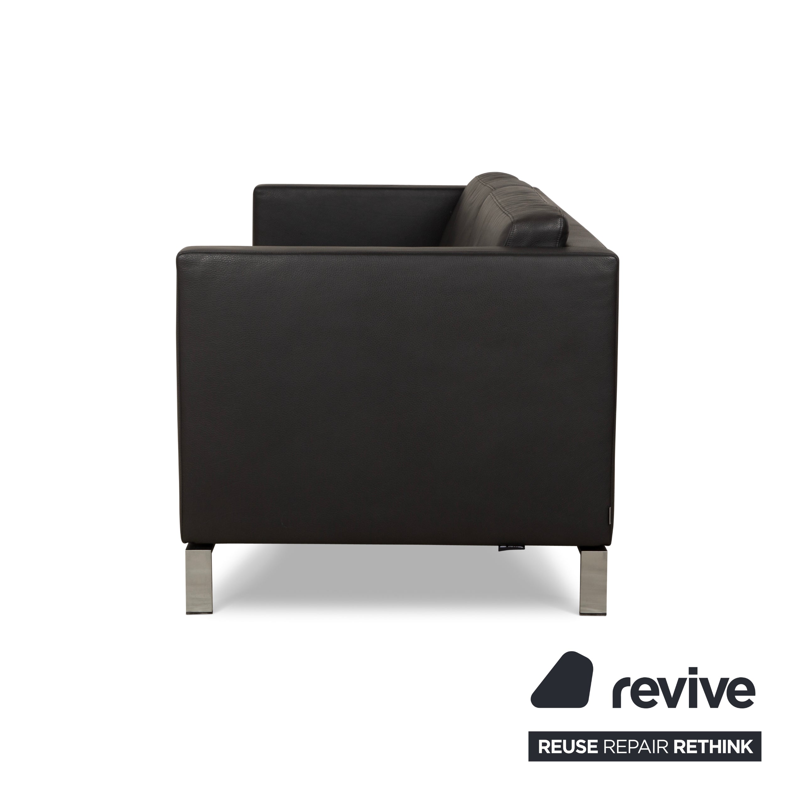 Walter Knoll Foster 500 Leather Three-Seater Dark Grey Anthracite Sofa Couch
