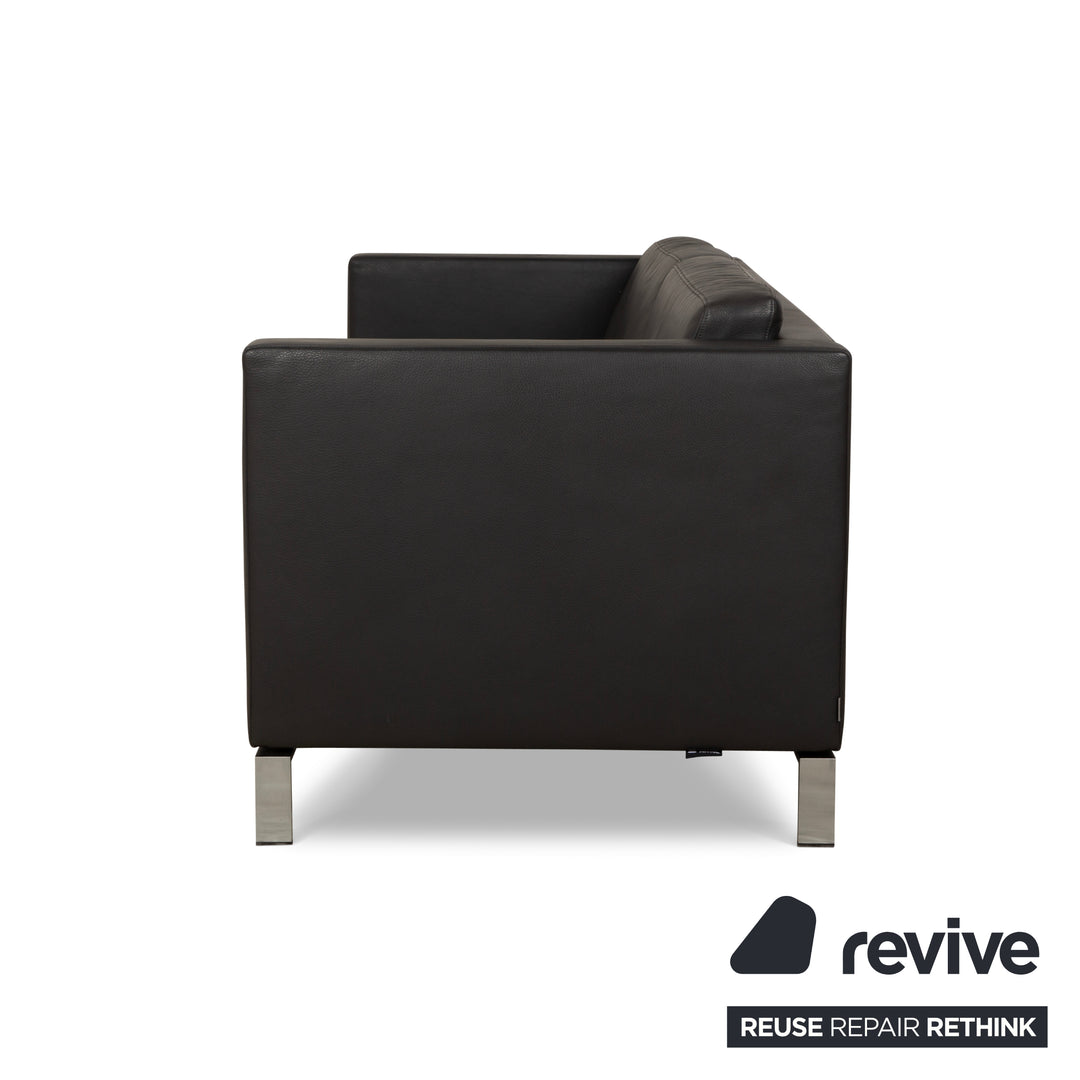 Canapé 3 places en cuir gris foncé anthracite Walter Knoll Foster 500