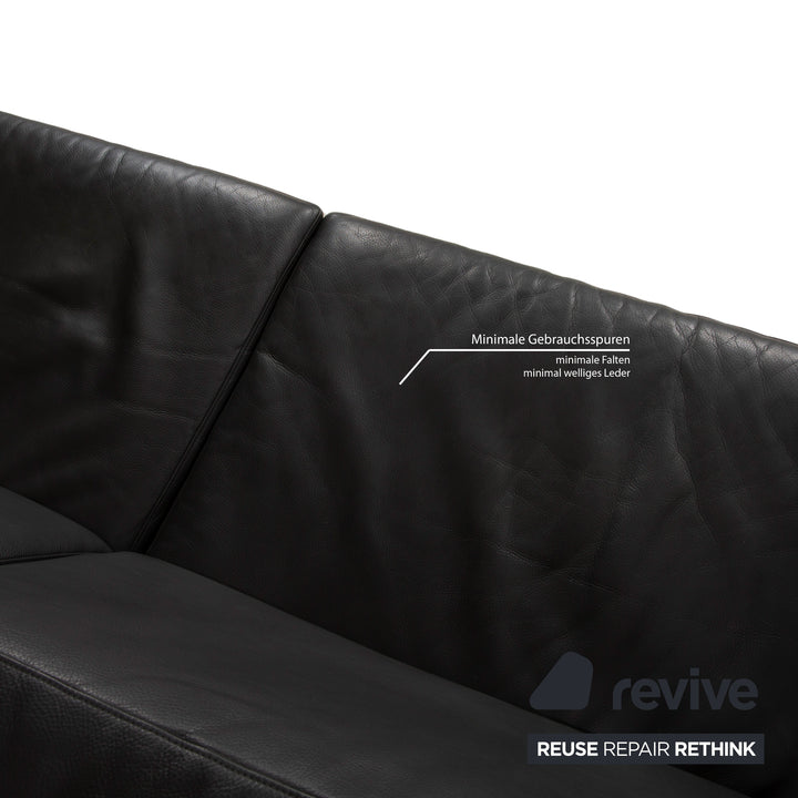 Canapé 3 places en cuir gris foncé anthracite Walter Knoll Foster 500