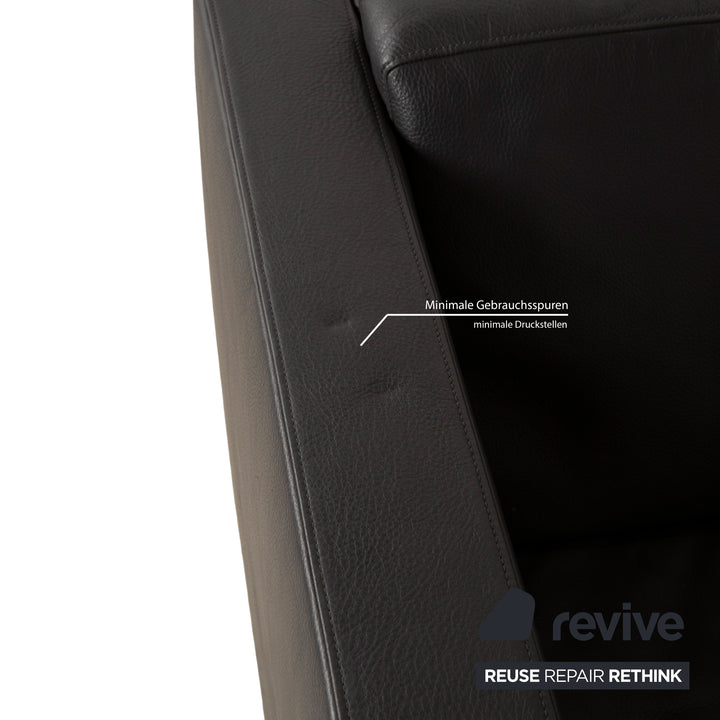 Canapé 3 places en cuir gris foncé anthracite Walter Knoll Foster 500