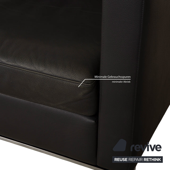 Canapé 3 places en cuir gris foncé anthracite Walter Knoll Foster 500