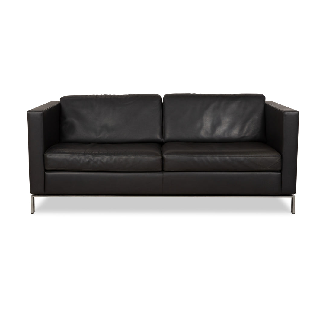 Walter Knoll Foster 500 Leather Three-Seater Dark Grey Anthracite Sofa Couch