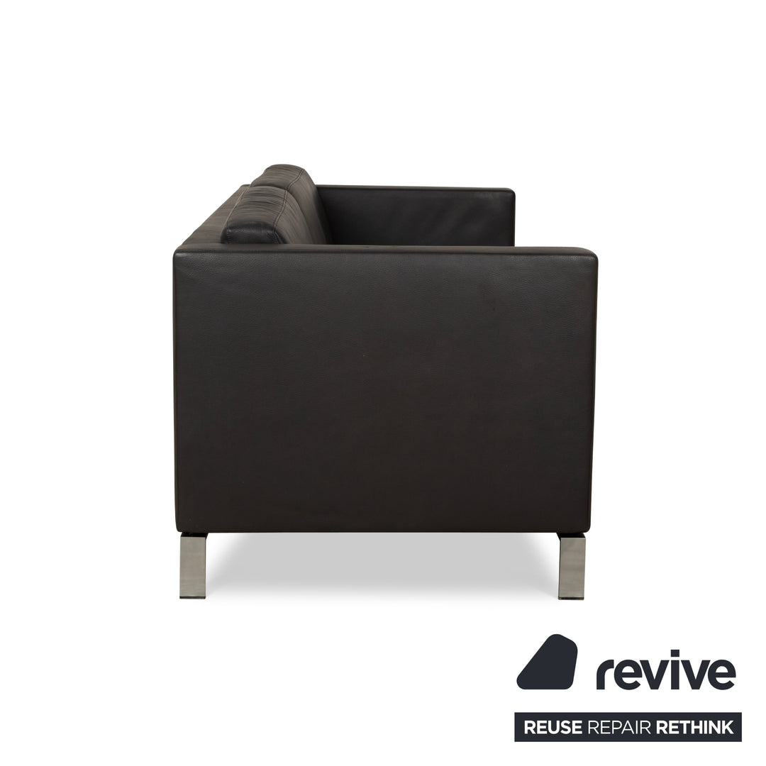 Canapé 3 places en cuir gris foncé anthracite Walter Knoll Foster 500