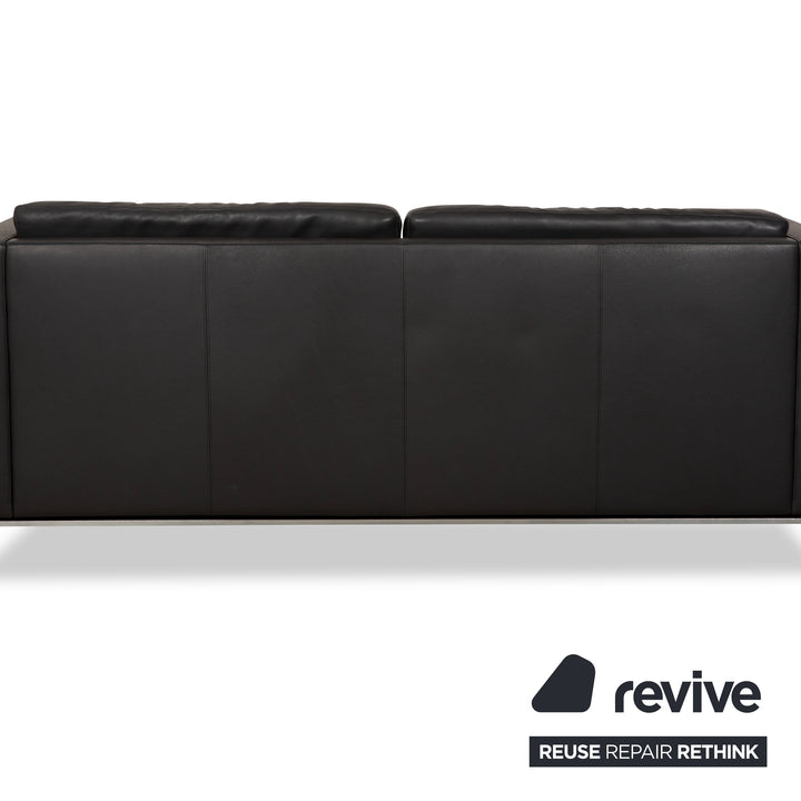 Canapé 3 places en cuir gris foncé anthracite Walter Knoll Foster 500